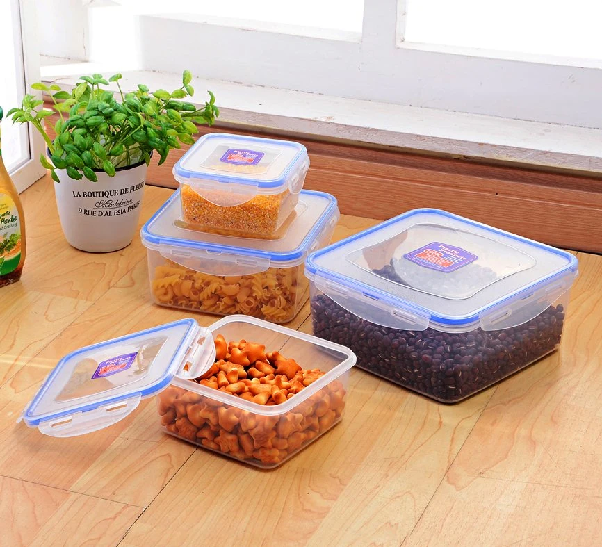 Square Nested Set 4 Space-Saving Clip Lock Plastic Food Container