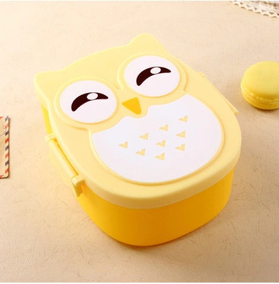 Cute Kids Cartoon Owl Plastic Lunch Box Portable Bento Box Food Container Storage Box