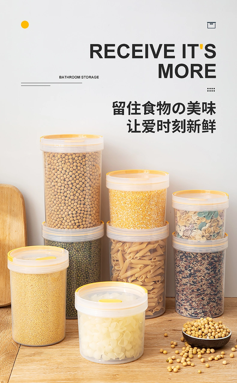 Multifunctional Plastic Round Storage Tank High-Capacity Food Microwavable Storage Container