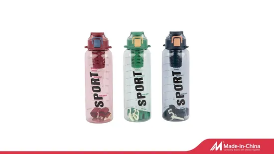 2023 24oz 24 Oz 700ml 플라스틱 스포츠 물병 (차 주입기 포함)