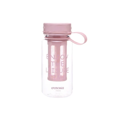 Grinkwell 450ml 친환경 BPA 프리 플라스틱 물병(티 인퓨저 및 스트랩 포함)